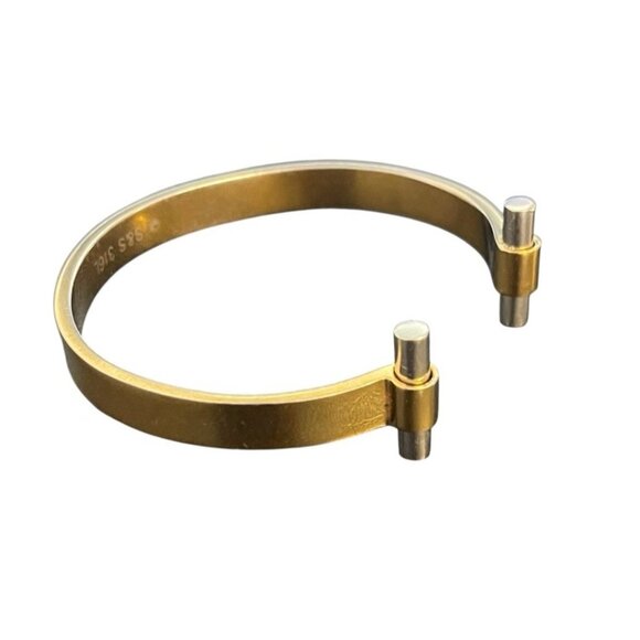 Gold Tone S&S 316L Stainless Steel Industrial Core Modernist Cuff Bracelet - Picture 2 of 8